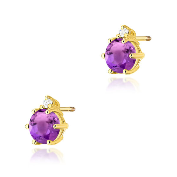 Żółte Złoto Kolczyki z Ametystami 1,00 ct