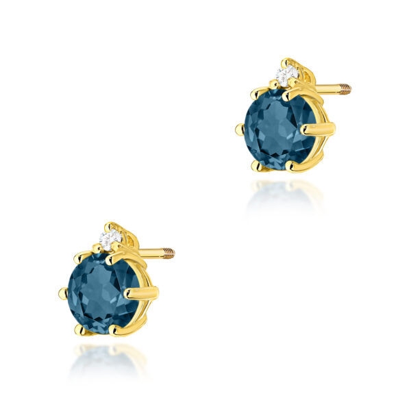 Żółte Złoto Kolczyki z Topazami London Blue 1,00 ct