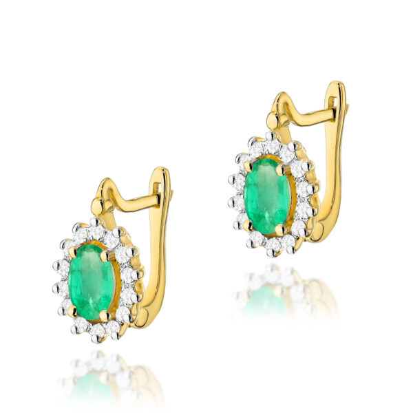 Żółte Złoto Kolczyki z Szmaragdami 0,80 ct