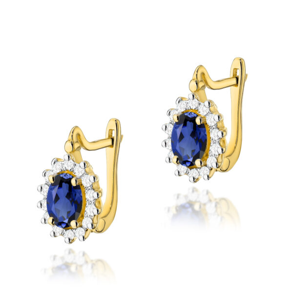 Żółte Złoto Kolczyki z Szafirami 1,40 ct