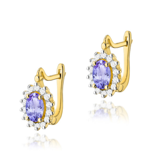 Żółte Złoto Kolczyki z Tanzanitami 0,80 ct