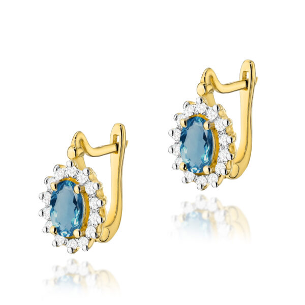 Żółte Złoto Kolczyki z Topazami London Blue 1,00 ct