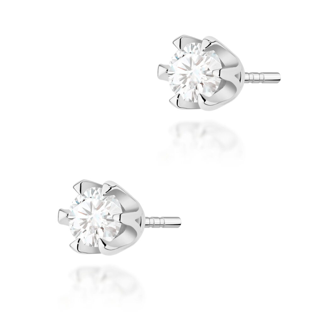 Kolczyki K0220.B3.DIW.07 z białego złota 585 — dwa diamenty po 0,30 ct