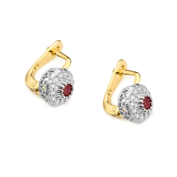 Żółte Złoto Kolczyki z Rubinami 0,60 ct
