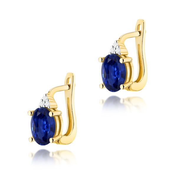 Żółte Złoto Kolczyki z Szafirami 1,80 ct