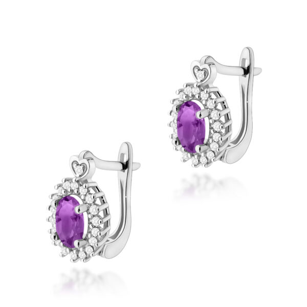 Białe Złoto Kolczyki z Ametystami 0,80 ct