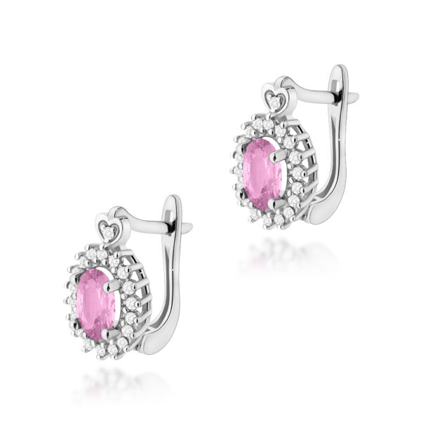 Białe Złoto Kolczyki z Różowym Szafirem 0,90 ct