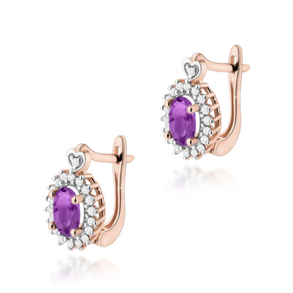 Różowe Złoto Kolczyki z Ametystami 0,80 ct