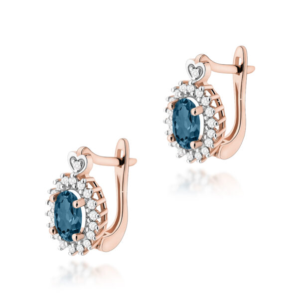 Różowe Złoto Kolczyki z Topazami London Blue 1,00 ct