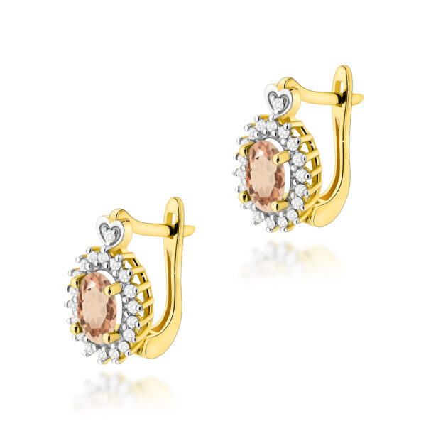 Żółte Złoto Kolczyki z Morganitami 0,80 ct
