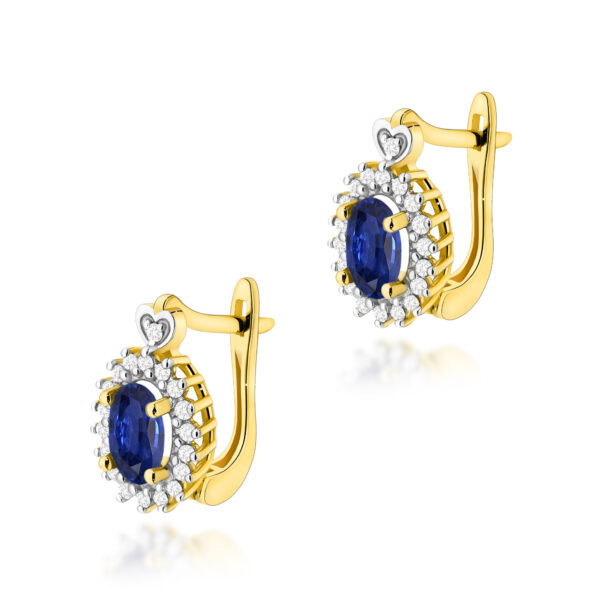 Żółte Złoto Kolczyki z Szafirami 1,40 ct