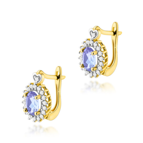 Żółte Złoto Kolczyki z Tanzanitami 0,80 ct