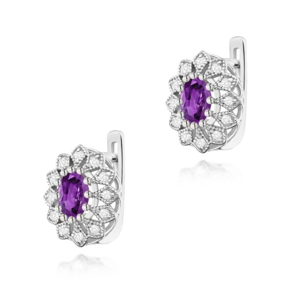 Białe Złoto Kolczyki z Ametystami 0,80 ct