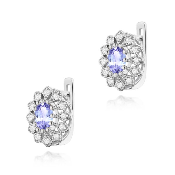 Białe Złoto Kolczyki z Tanzanitami 0,80 ct