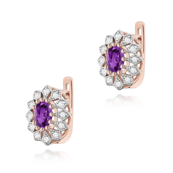 Różowe Złoto Kolczyki z Ametystami 0,80 ct