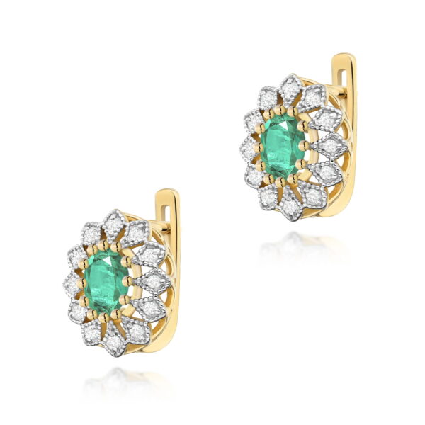 Żółte Złoto Kolczyki z Szmaragdami 0,80 ct