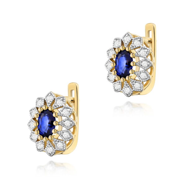 Żółte Złoto Kolczyki z Szafirami 1,40 ct