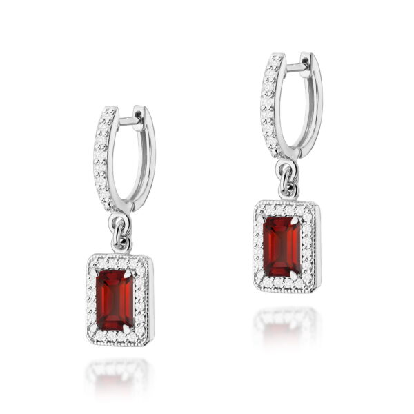 Białe Złoto Kolczyki z Granatami 1,40 ct