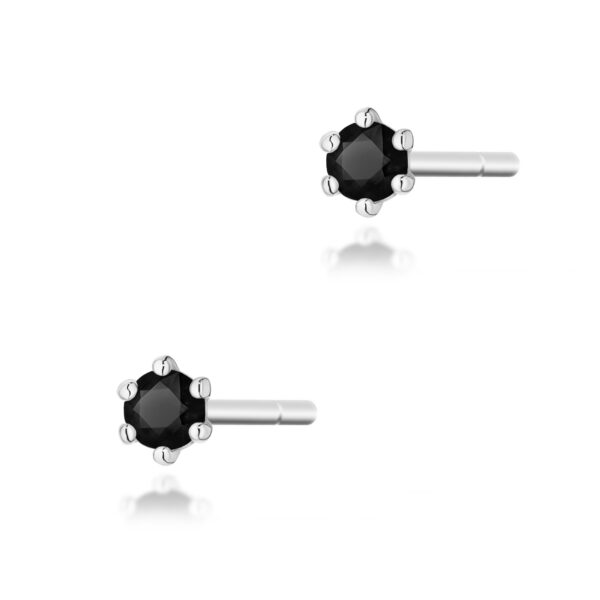 Białe Złoto Kolczyki z Czarnymi Diamentami 0,08 ct