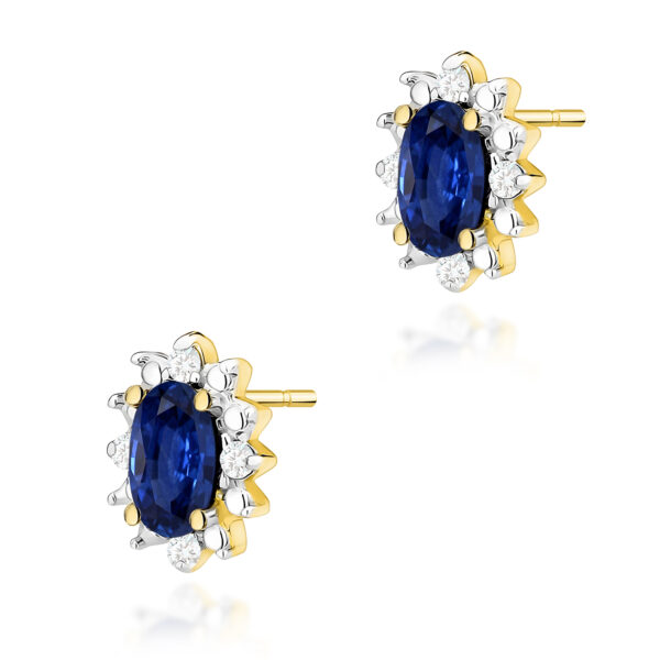 Żółte Złoto Kolczyki z Szafirami 0,60 ct