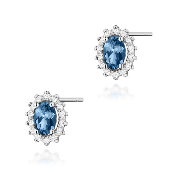 Białe Złoto Kolczyki z Topazami London Blue 1,00 ct