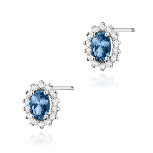 Białe Złoto Kolczyki z Topazami London Blue 1,00 ct