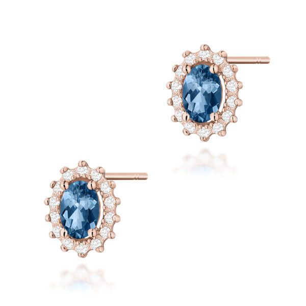 Różowe Złoto Kolczyki z Topazami London Blue 1,00 ct