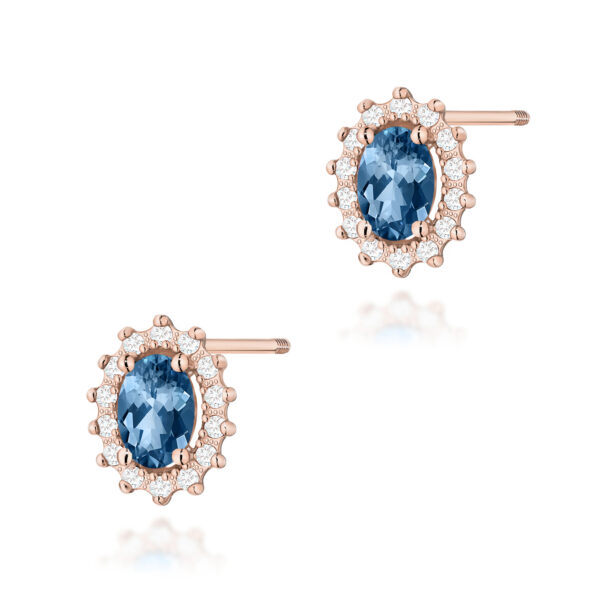 Różowe Złoto Kolczyki z Topazami London Blue 1,00 ct