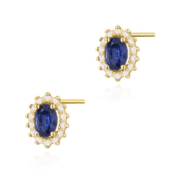Żółte Złoto Kolczyki z Szafirami 1,40 ct