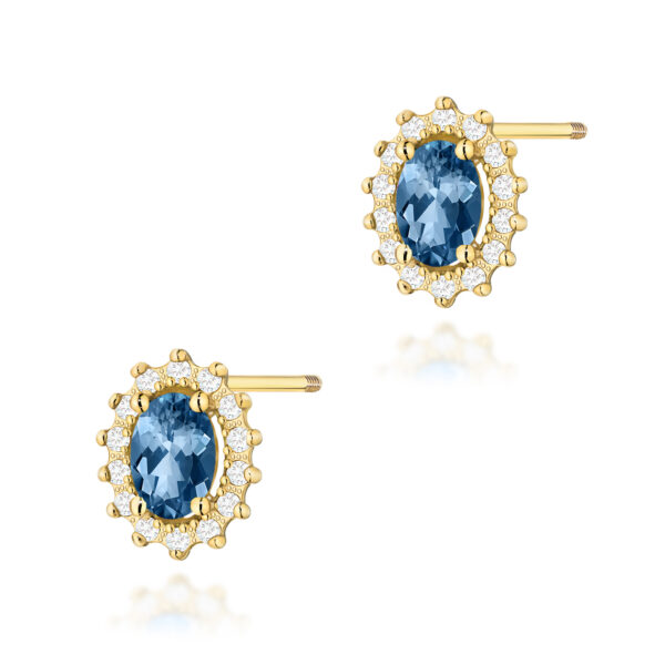 Żółte Złoto Kolczyki z Topazami London Blue 1,00 ct