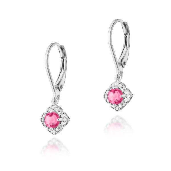 Białe Złoto Kolczyki z Topazami Różowymi 0,60 ct