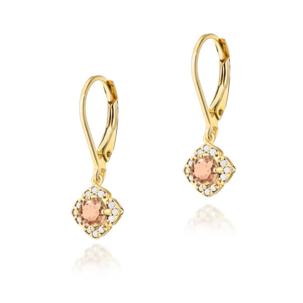Żółte Złoto Kolczyki z Morganitami 0,50 ct