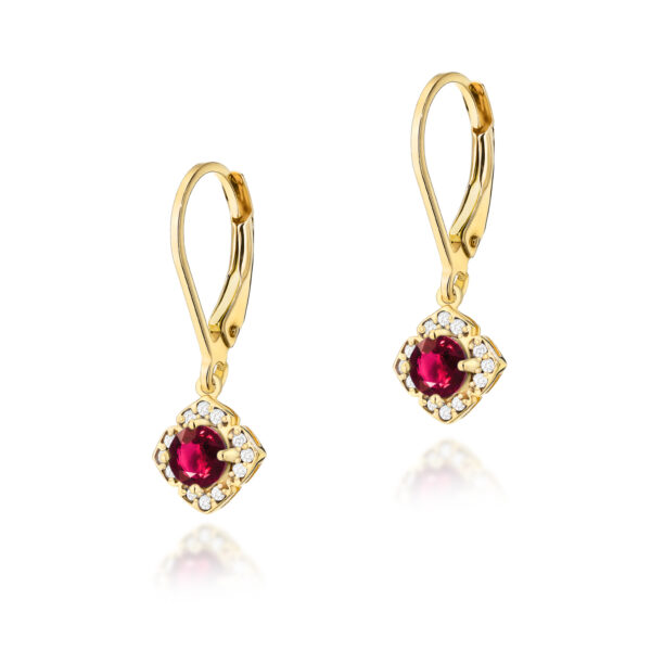 Żółte Złoto Kolczyki z Rubinami 0,60 ct