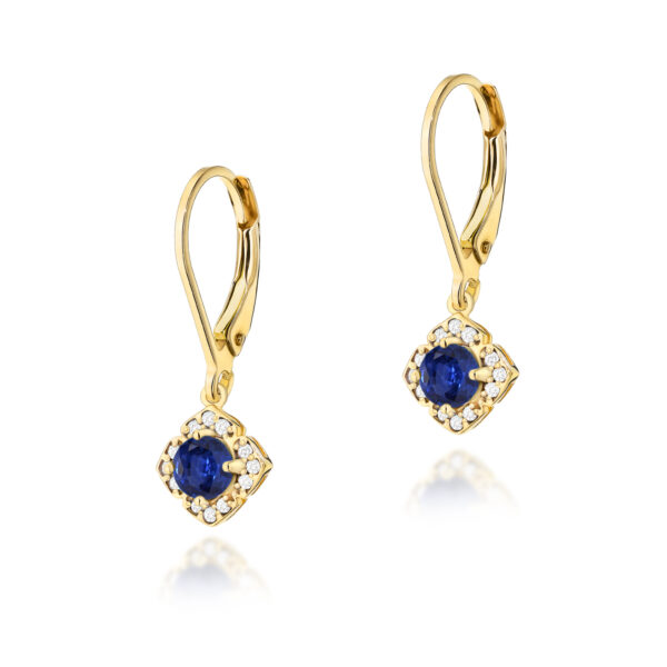 Żółte Złoto Kolczyki z Szafirami 0,60 ct