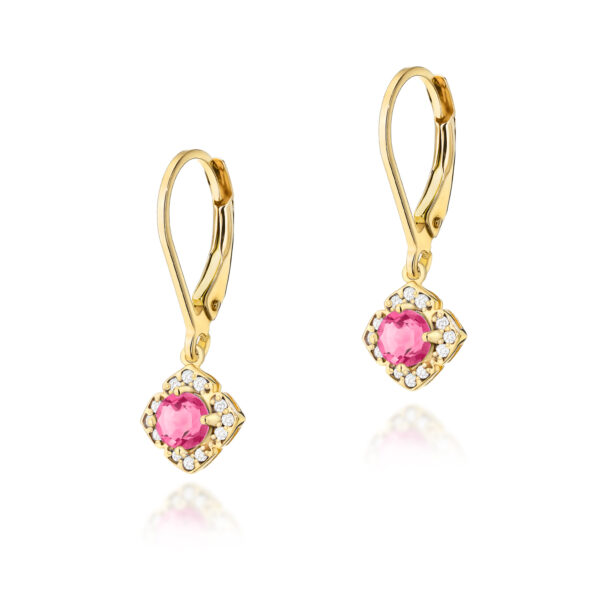 Żółte Złoto Kolczyki z Topazami Różowymi 0,60 ct