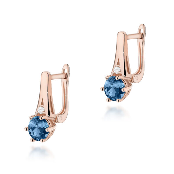 Różowe Złoto Kolczyki z Topazami London Blue 1,00 ct