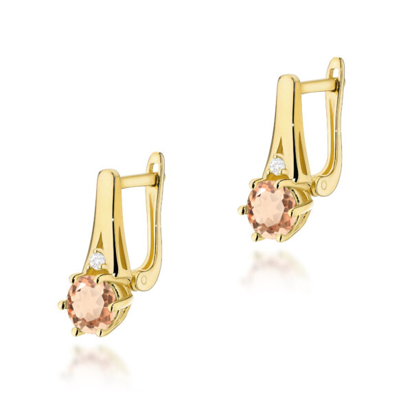 Żółte Złoto Kolczyki z Morganitami 0,80 ct