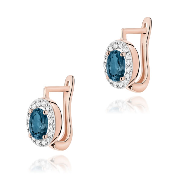 Różowe Złoto Kolczyki z Topazami London Blue 1,00 ct