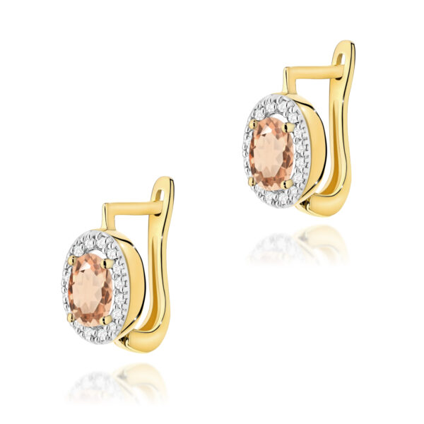 Żółte Złoto Kolczyki z Morganitami 0,80 ct