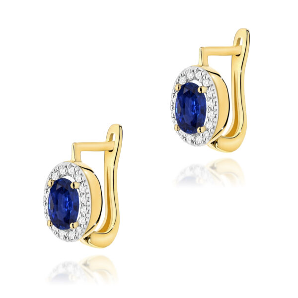 Żółte Złoto Kolczyki z Szafirami 1,40 ct