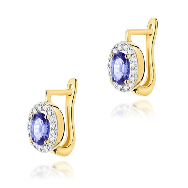 Żółte Złoto Kolczyki z Tanzanitami 0,80 ct