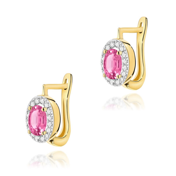 Żółte Złoto Kolczyki z Topazami Różowymi 1,00 ct