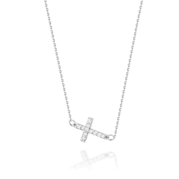 Białe Złoto Naszyjnik z Diamentami 0,055 ct