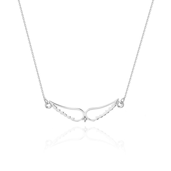 Białe Złoto Naszyjnik ze Skrzydłami i Diamentem 0,005 ct