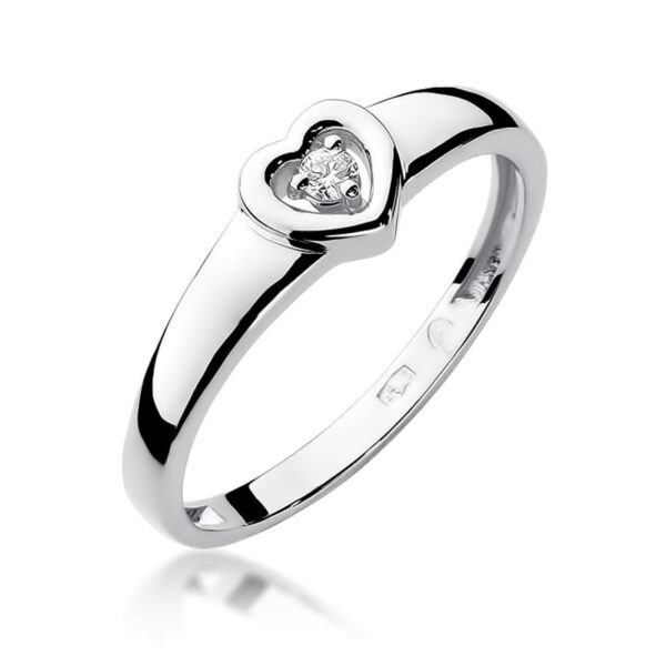 Białe Złoto Pierścionek z Diamentem 0,04 ct