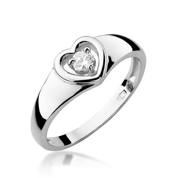 Białe Złoto Pierścionek z Diamentem 0,10 ct