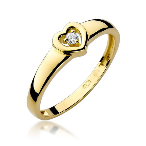 Żółte Złoto Pierścionek z Diamentem 0,04 ct