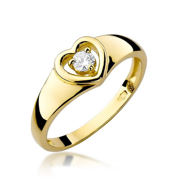 Żółte Złoto Pierścionek z Diamentem 0,10 ct