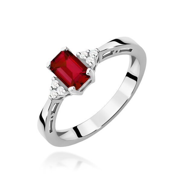 Białe Złoto Pierścionek z Granatem 0,70 ct