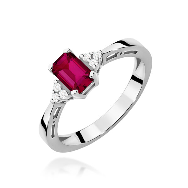 Białe Złoto Pierścionek z Rubinem 0,80 ct